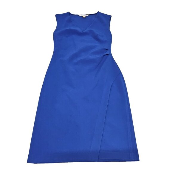Diane Von Furstenberg Megan Sheath Dress Women Size 8 Blue Sleeveless Side Zip - Picture 7 of 16